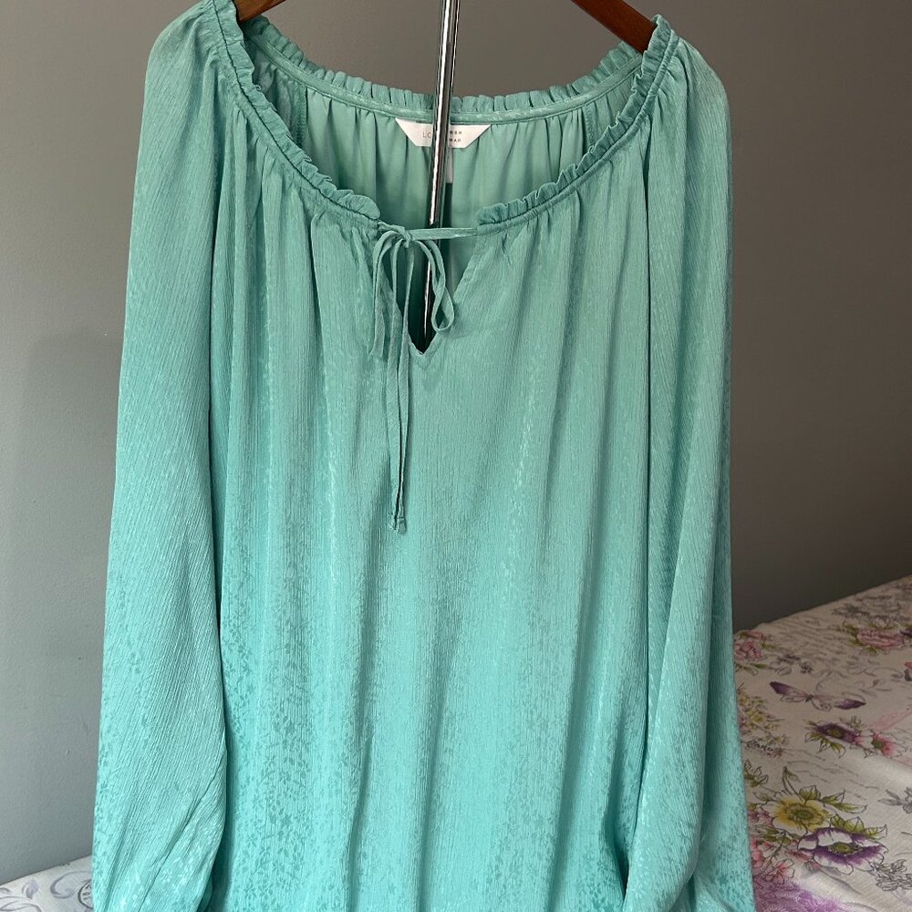 LC Lauren Conrad, Mint Green Long Sleeve Blouse - Size 1X